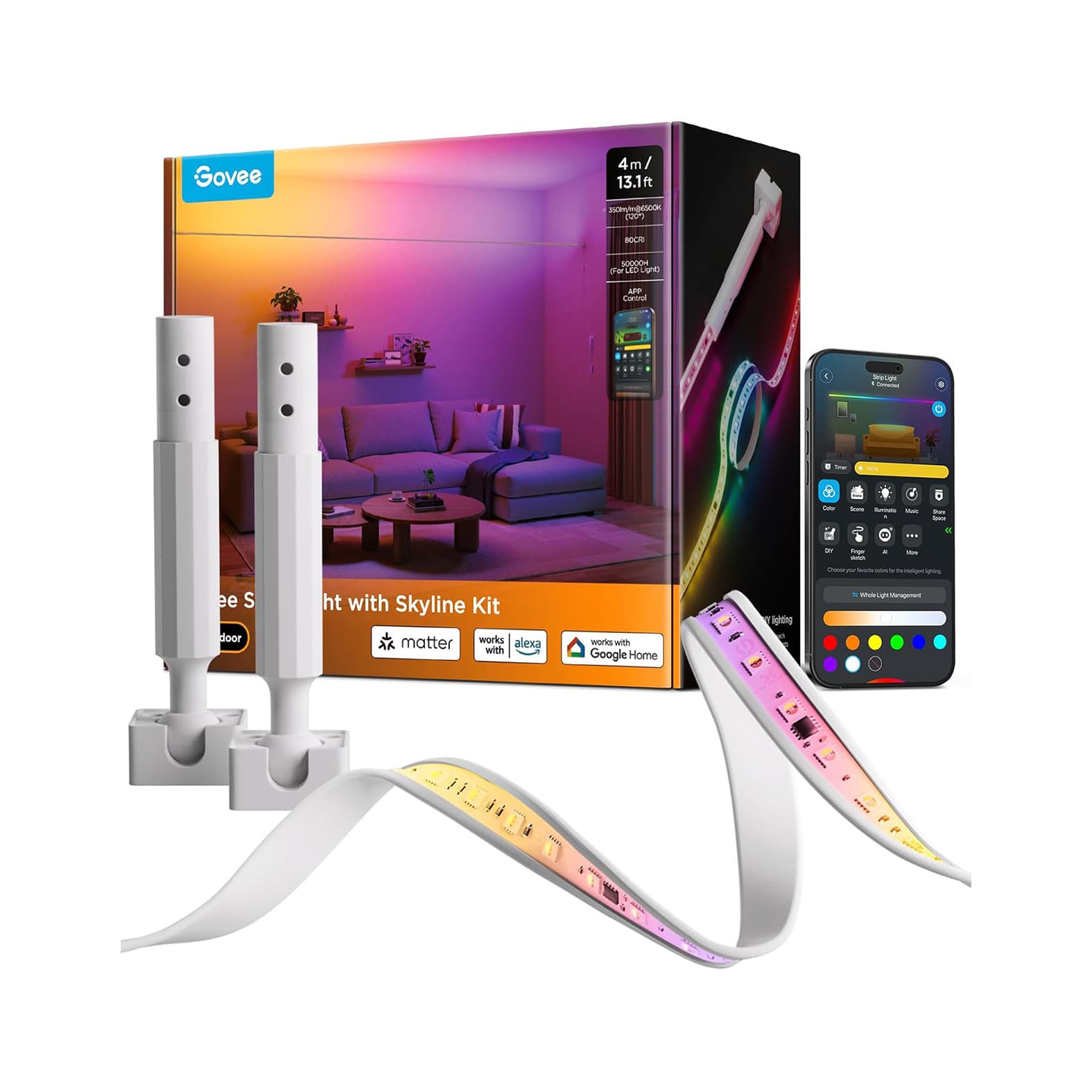 ریسه هوشمند 4 متری با کیت Skyline گووی مدل Govee Strip Light with Skyline Kit H61B8