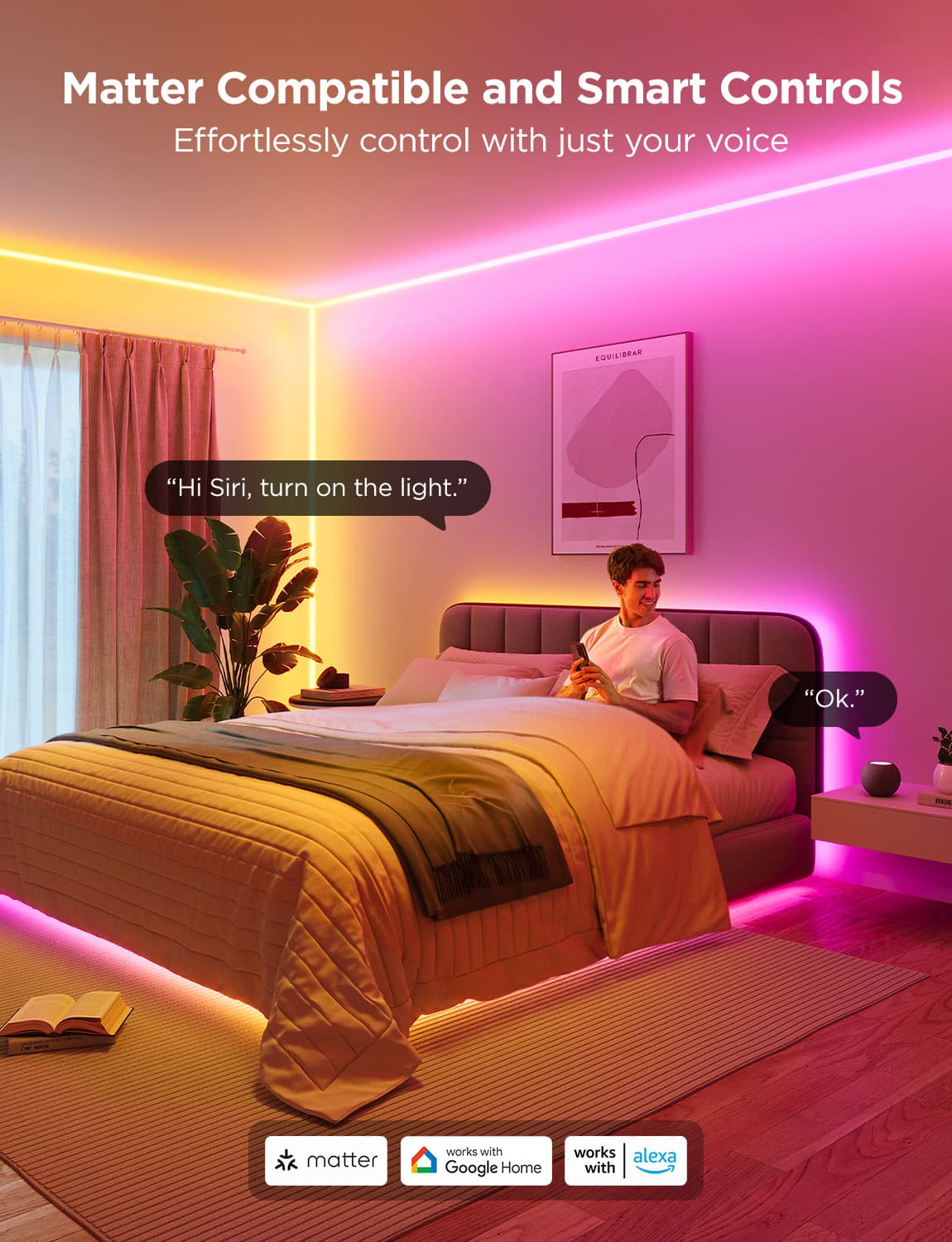 ریسه هوشمند نئون فلکسی قابل برش 5 متری Govee Neon Rope H6641 مناسب کنج دیوار — تصویر ۷