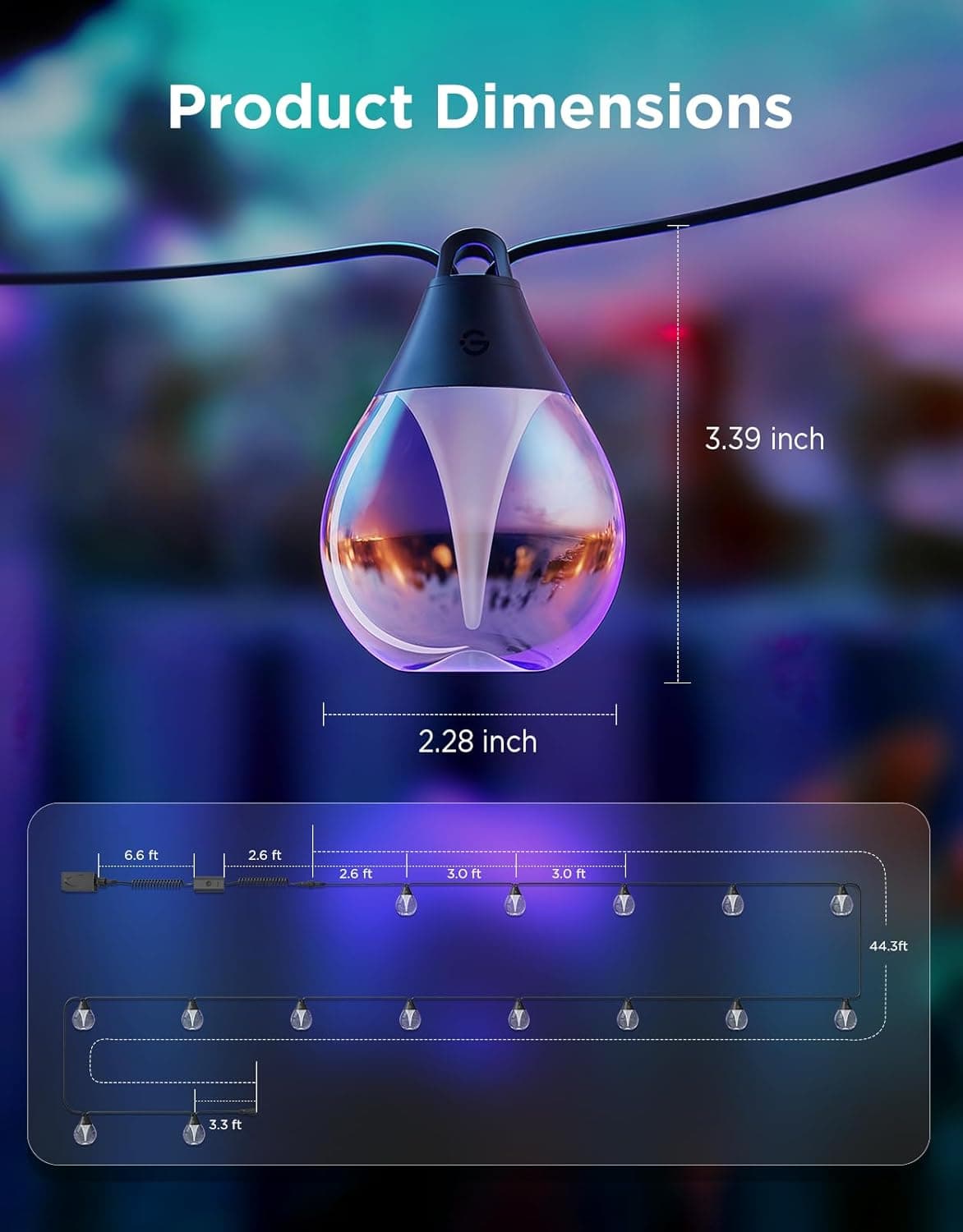 لامپ هوشمند ریسه ای فضای باز گووی Govee Outdoor Clear Bulb String Lights H7025 — تصویر ۱۲