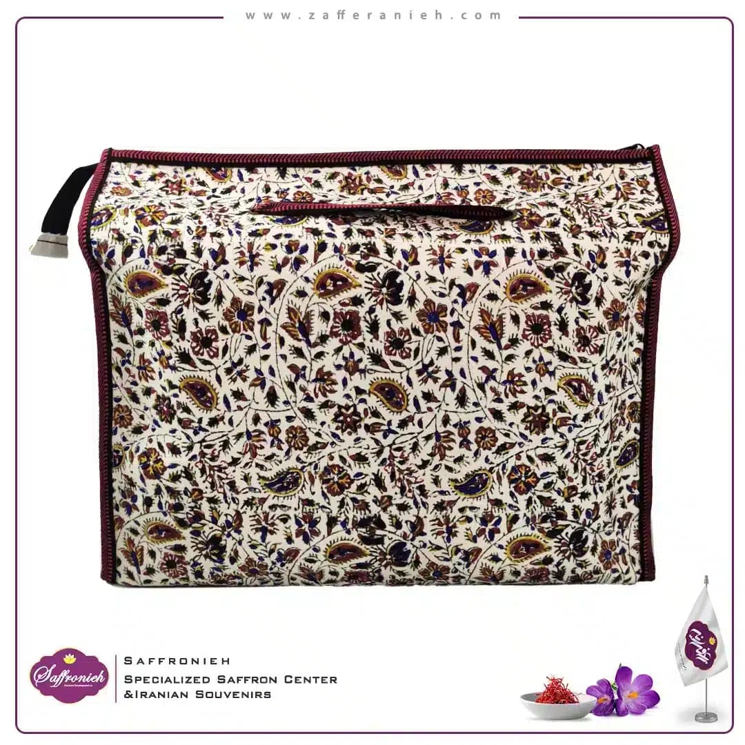 کیف هدیه قلمکار با دسته سایز 32*32 سانتیمتر — تصویر ۳