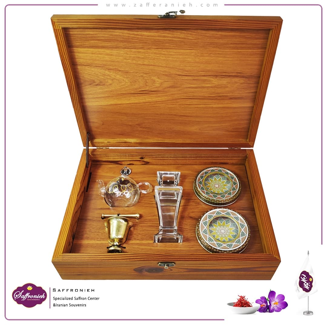 جعبه هدیه زعفران مدل شهرزاد (ظروف+جعبه) — تصویر ۱۱