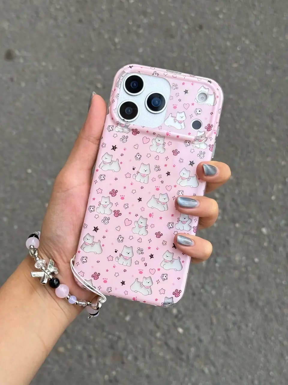 قاب Pink Paws پنجه صورتی با آویز (کدC2271)