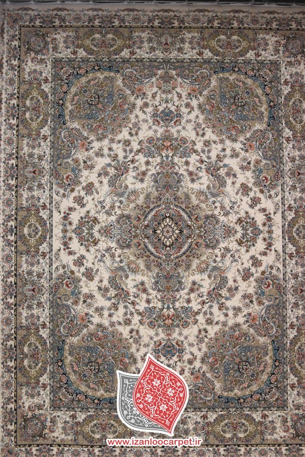 فرش آرا مشهد طرح 60054 کرم 1200 شانه تراکم 3600 تمام نخ اکریلیک