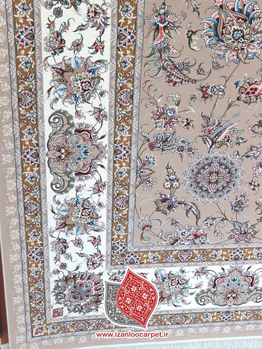 فرش زمرد مشهد 1500 شانه تراکم 4500 طرح 46001 بژ روشن تمام نخ اکریلیک — تصویر ۱۲