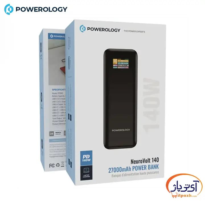 پاوربانک پاورولوژیNEUROVOLT توان 140 وات ظرفیت 27000 میلی آمپر — تصویر ۴