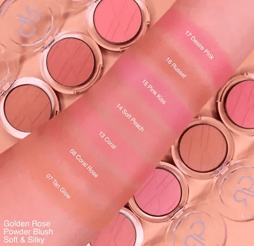 رژ گونه پودری گلدن رز مدل Powder Blush Soft And Silki رنگ Coral شماره 13 — تصویر ۱۲