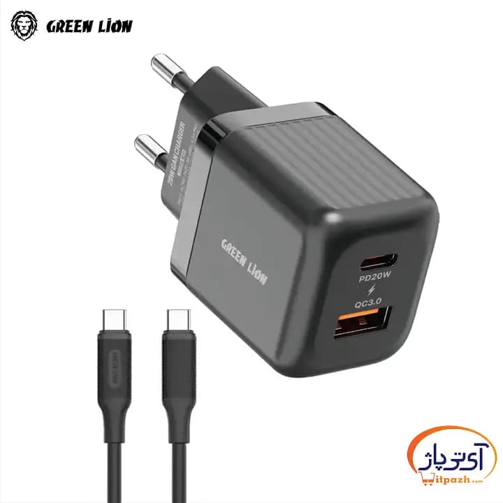 آداپتور دیواری 2 پورت گرین لاین PD 20W Ultra Compact همراه کابل Type-C — تصویر ۲