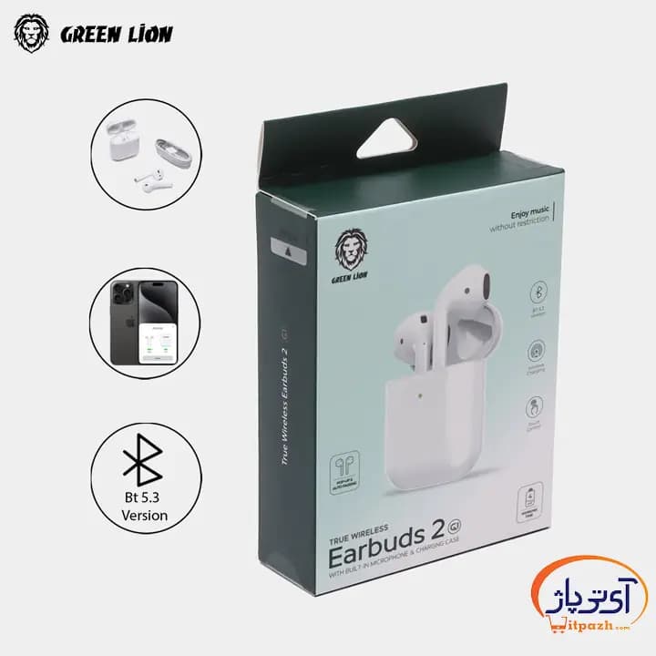 هندزفری بلوتوثی گرین لاین Earbuds 2True با میکروفون داخلی — تصویر ۵