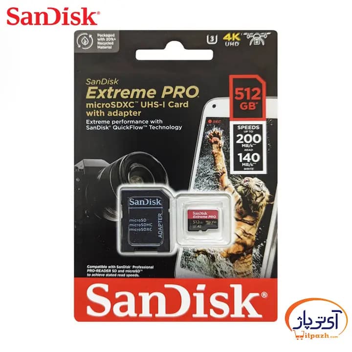 کارت حافظه سندیسک MicroSD Extreme Pro ظرفیت 512 گیگابایت 200MB/s U3 A2 V30 — تصویر ۵