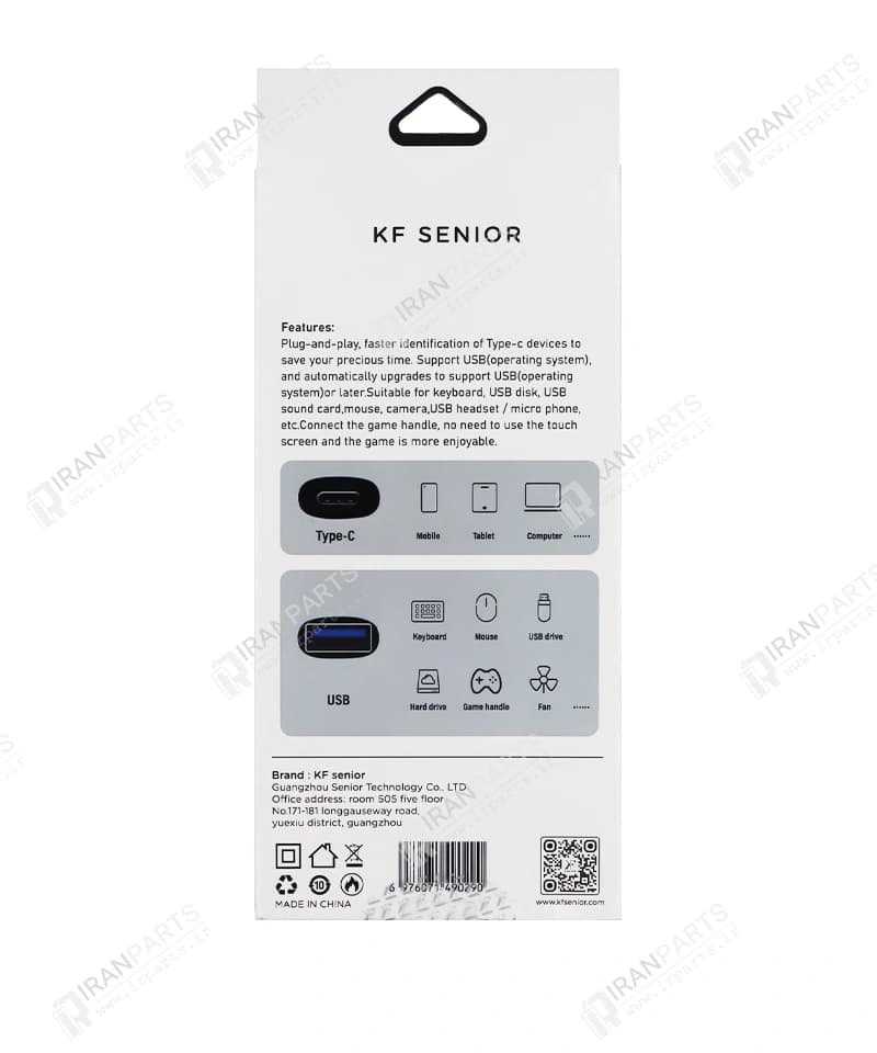 مبدل OTG یو اس بی به تایپ سی کی اف سنیور مدل KF Senior A-312 — تصویر ۷