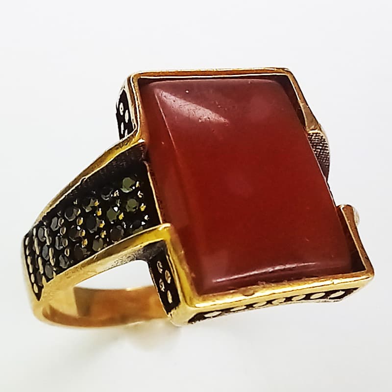 انگشتر طلاروس مردانه عقیق سرخ (کد 5522) — تصویر ۴