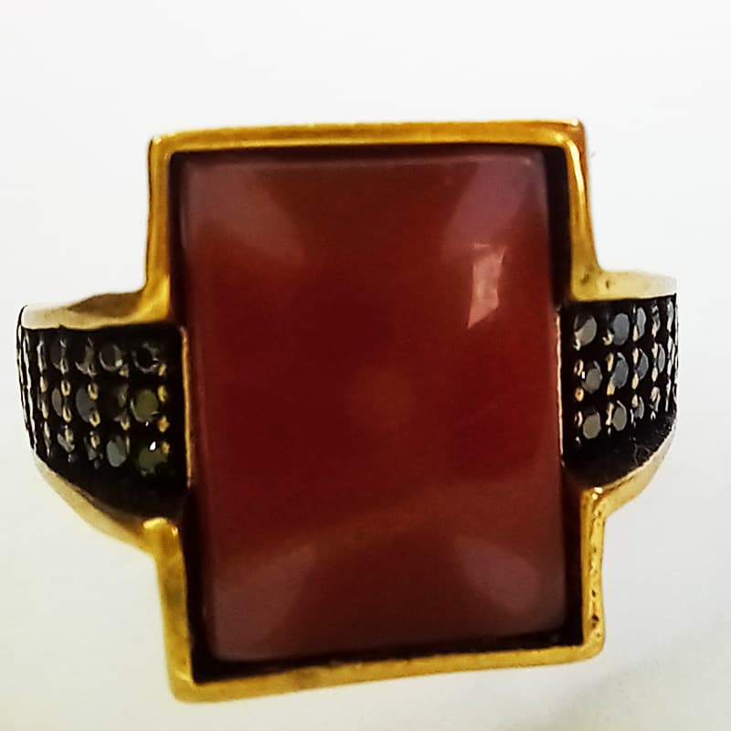 انگشتر طلاروس مردانه عقیق سرخ (کد 5522) — تصویر ۳
