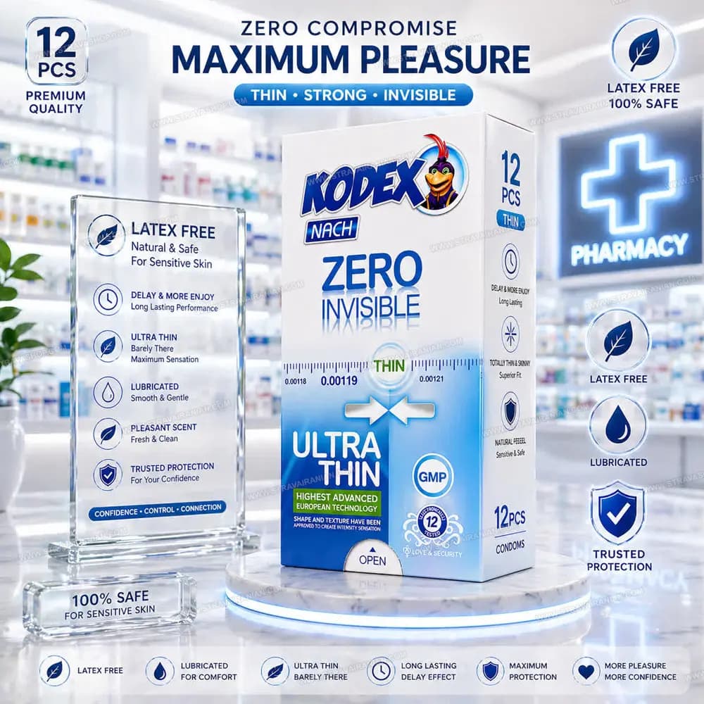 کاندوم فوق نازک کدکس مدل ZERO INVISIBLE بسته 12 عددی با بهترین قیمت + خرید آنلاین — تصویر ۳
