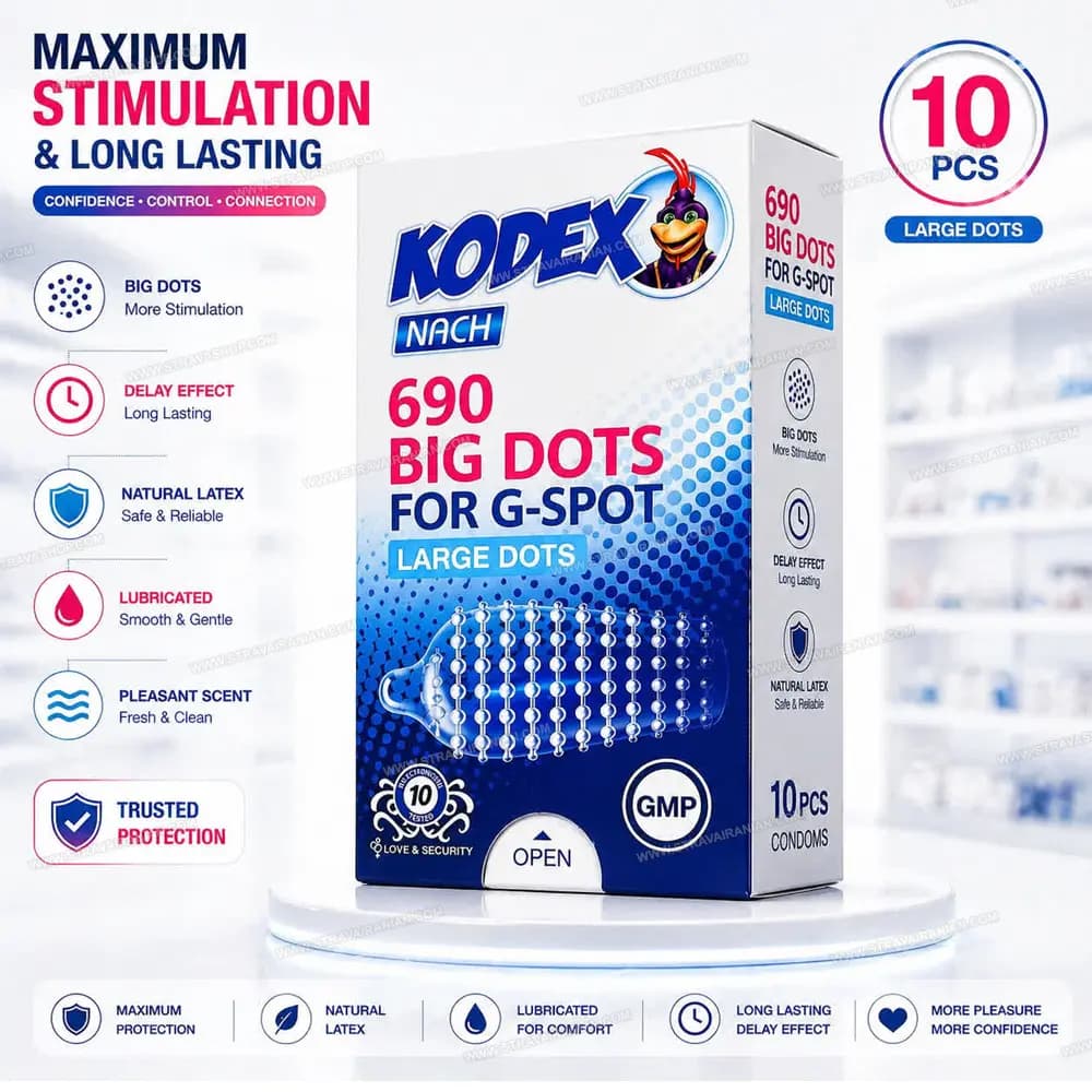 کاندوم خاردار کدکس مدل BIG DOTS بسته 10 عددی با بهترین قیمت + خرید آنلاین — تصویر ۴