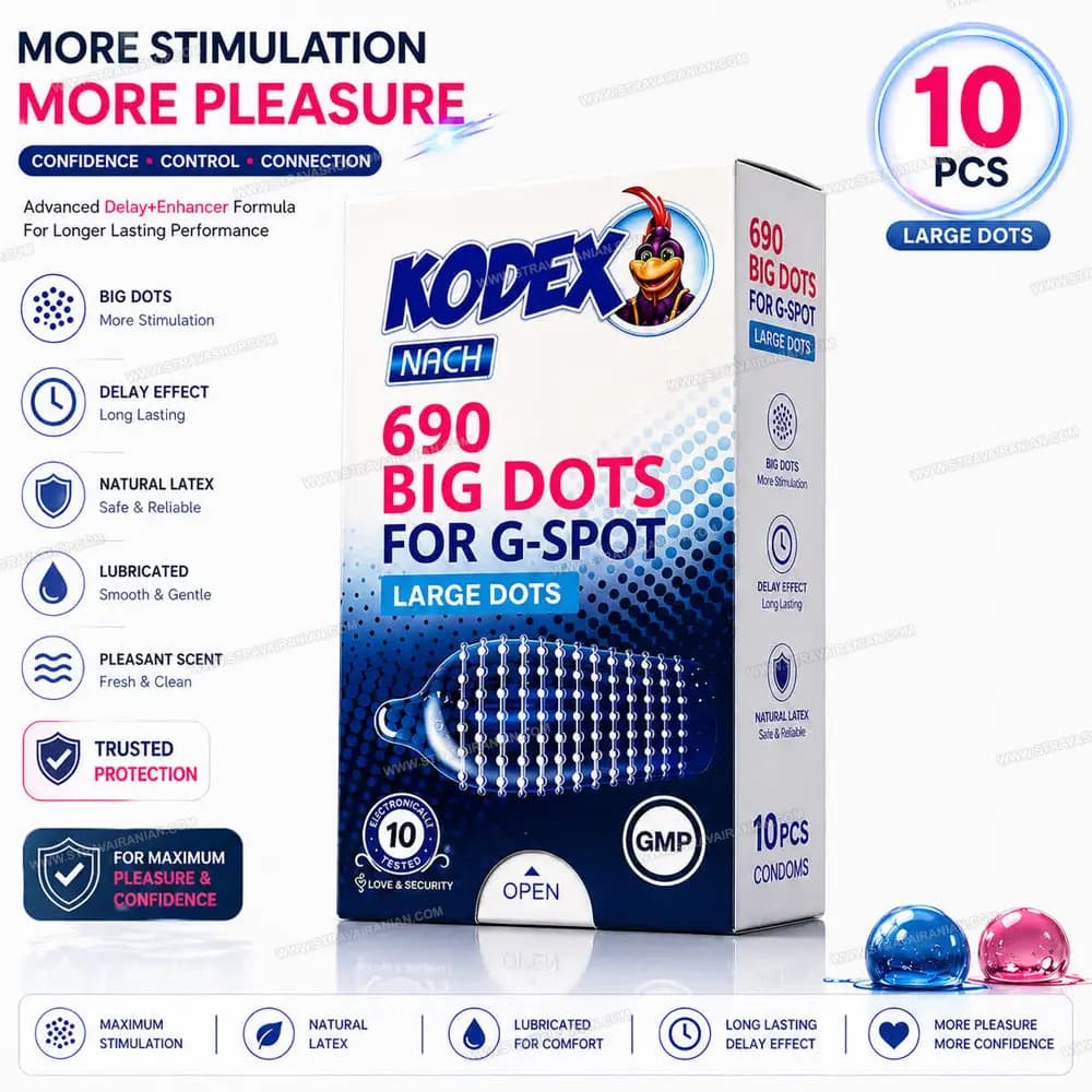 کاندوم خاردار کدکس مدل BIG DOTS بسته 10 عددی با بهترین قیمت + خرید آنلاین — تصویر ۲