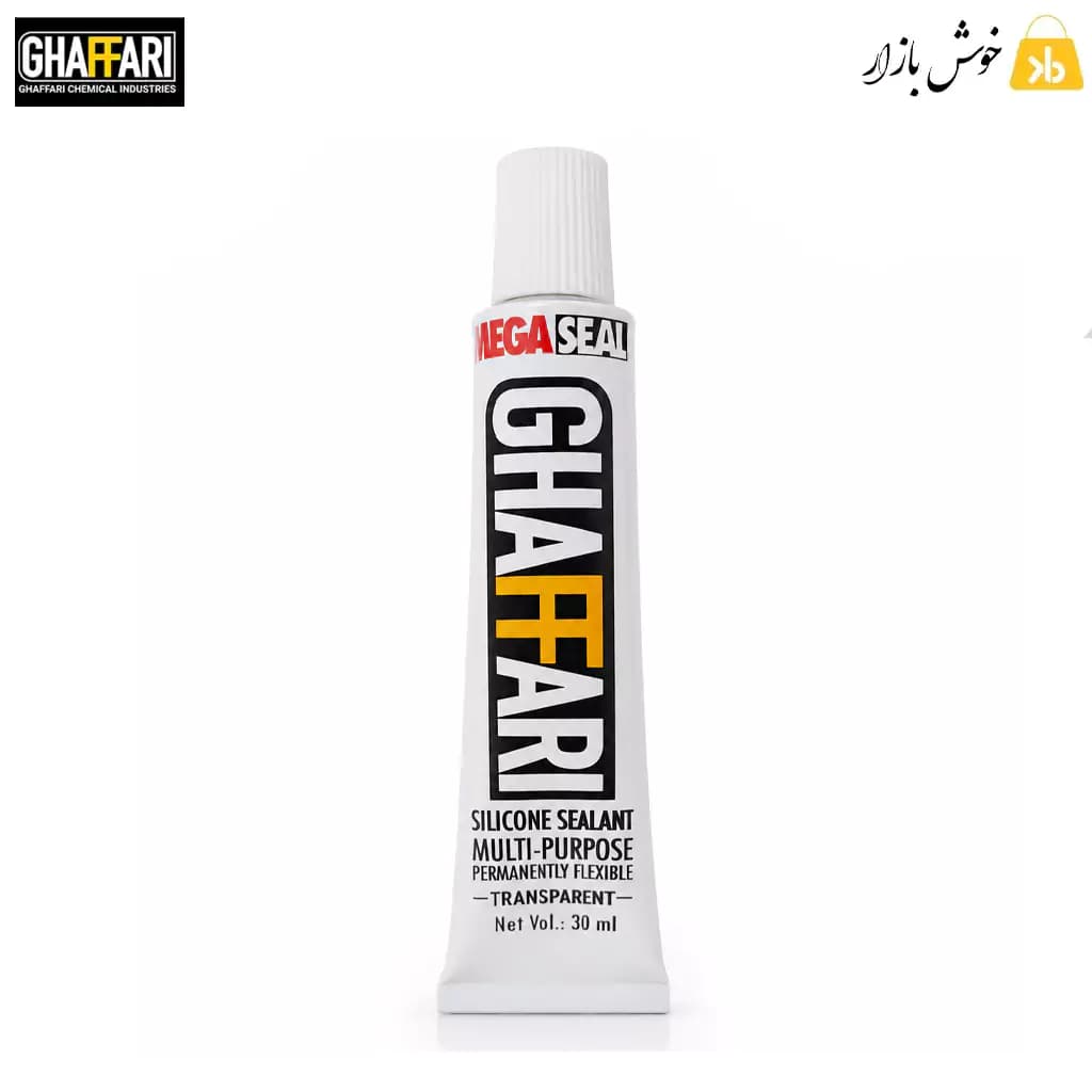 چسب سیلیکون شفاف غفاری مدل مگاسیل 30 میلی‌لیتر