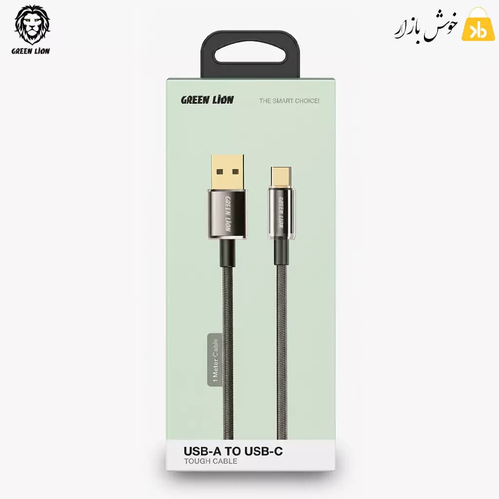کابل شارژ و انتقال داده گرین لاین مدل Tough Transparent طول 1 متر (USB-A به USB-C) — تصویر ۲
