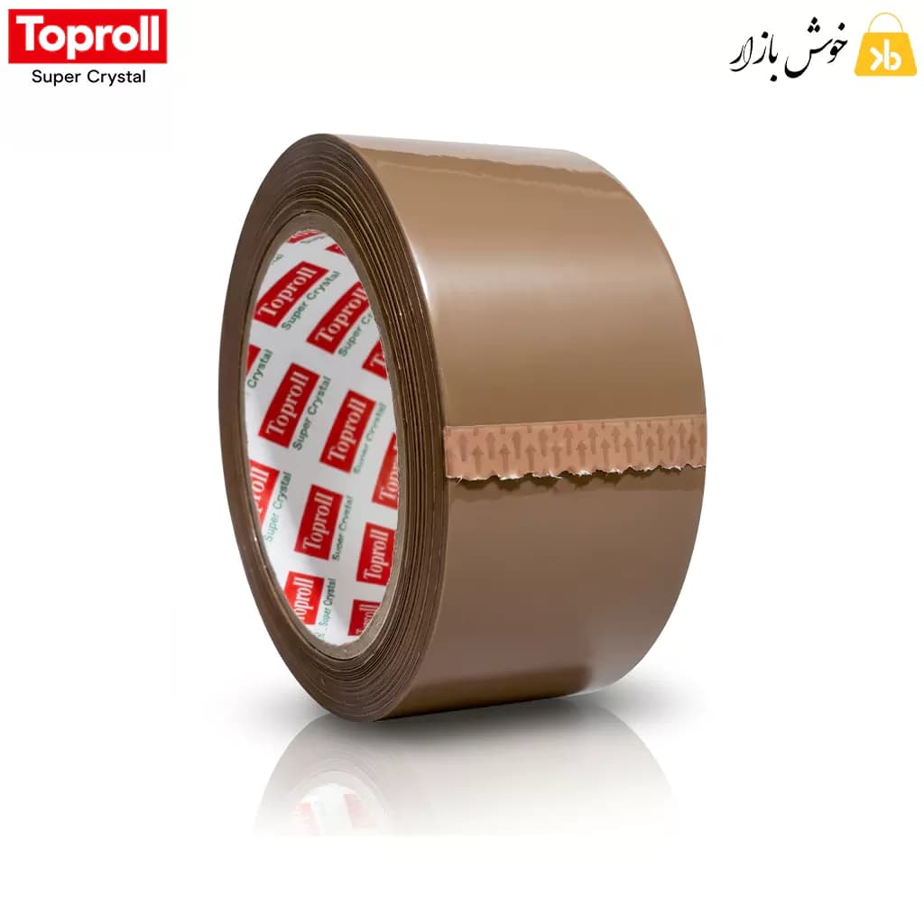 نوار چسب پهن تاپ رول (Toproll) قهوه‌ای نیمه‌شفاف 90 یارد
