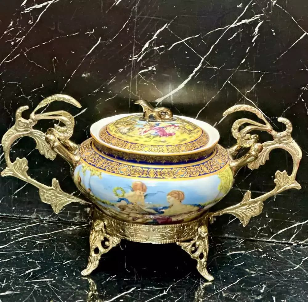 قند دان نقاشی شده برنزی