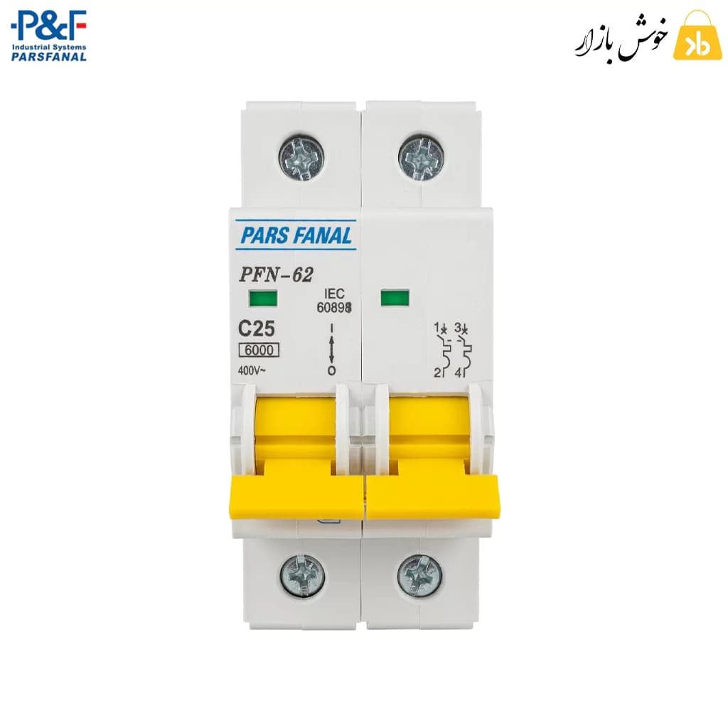 فیوز مینیاتوری 32 آمپر پارس فانال (Pars Fanal) تیپ C دو پل (1P+N) — تصویر ۶