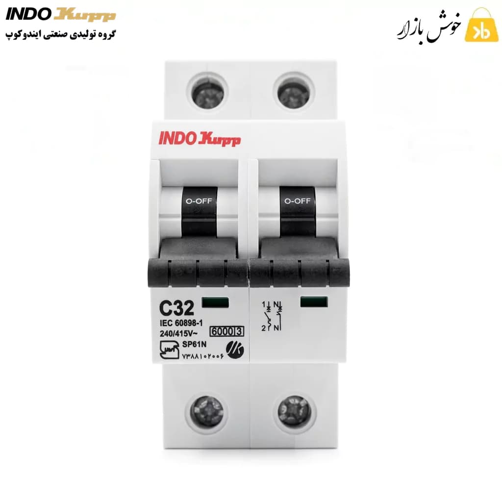 فیوز مینیاتوری 25 آمپر ایندوکوپ (INDO Kupp) تیپ C دو پل (1P+N) — تصویر ۱۱