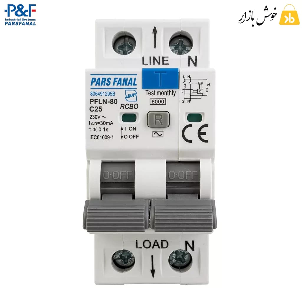کلید محافظ جان ترکیبی (RCBO) پارس فانال مدل PFLN-80 – جریان 25 آمپر (تیپ C) — تصویر ۶