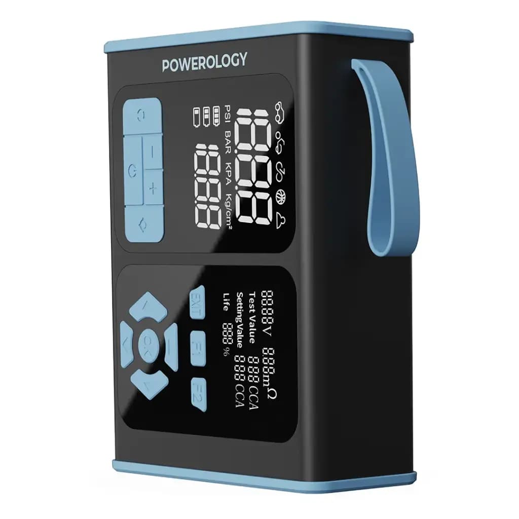 جامپ استارتر، پمپ باد و دستگاه عیبیاب خودرو پاورولوژی مدل Powerology Jump Starter, Air Inflator & OBD II Car Fault Diagnosis Tool
