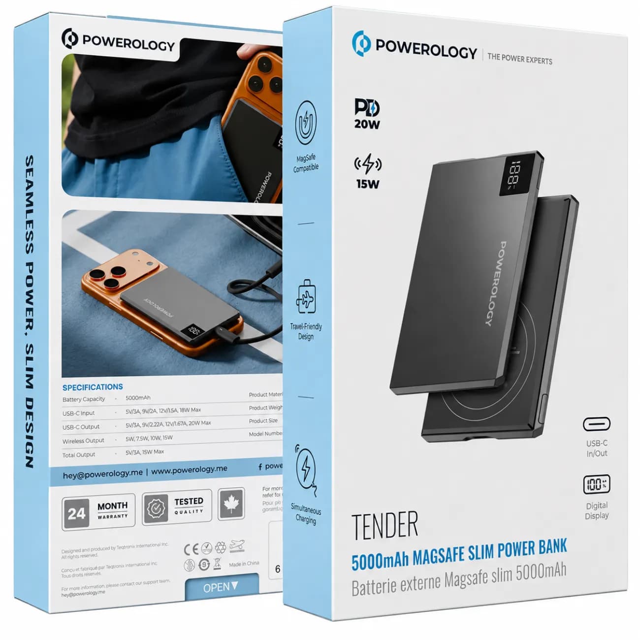 پاوربانک پاورولوژی Powerology مدل PPBCHA107GY ظرفیت 5000 میلی آمپر 15 وات — تصویر ۴