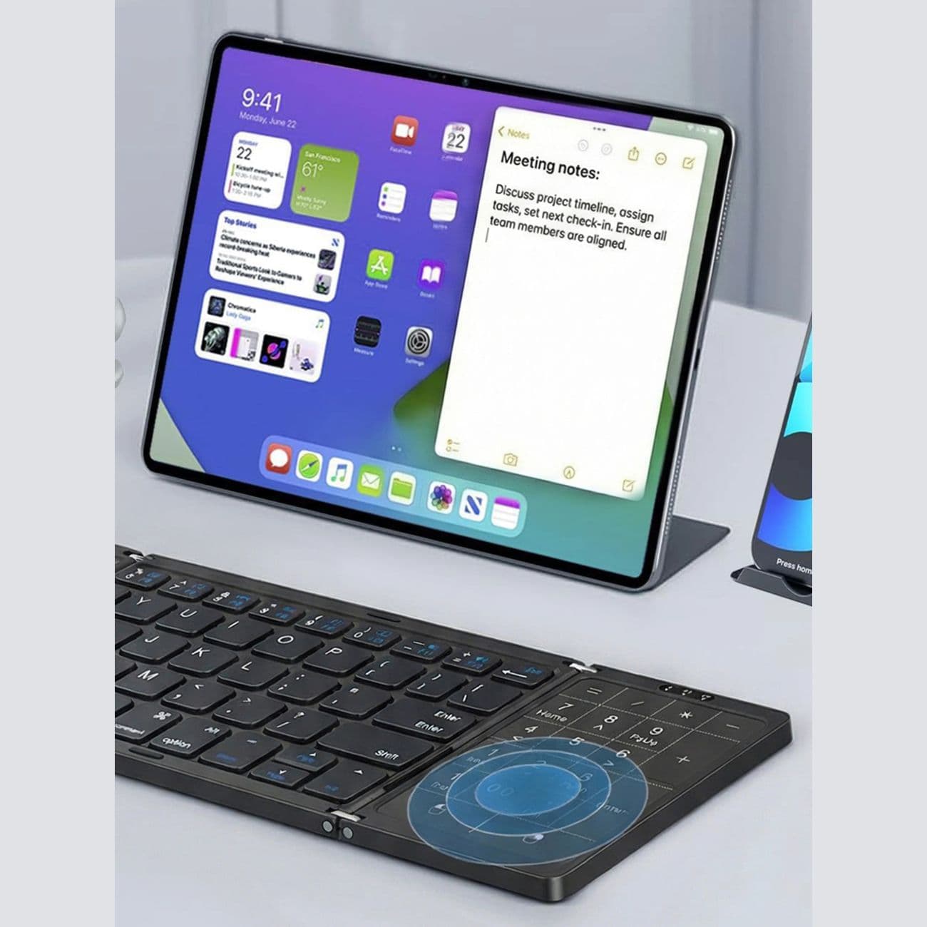 کیبورد تاشو پرودو Porodo مدل Minima PD2689 با تاچ پد — تصویر ۷