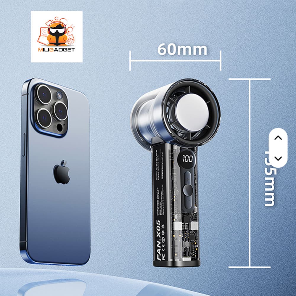 پنکه شارژی دیجیتال X05 با قابلیت یخ کننده — تصویر ۱۱