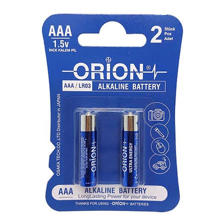 باتری نیم‌قلمی اوریون مدل Alkaline Battery (LR03) بسته 2 عددی — تصویر ۲