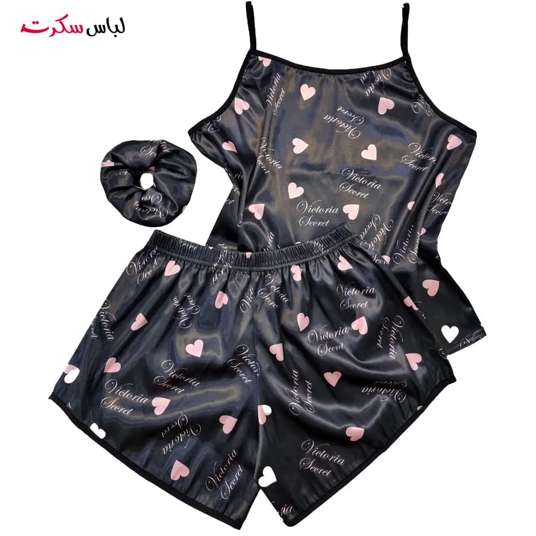 تاپ و شلوارک ساتن قلبی ls00100