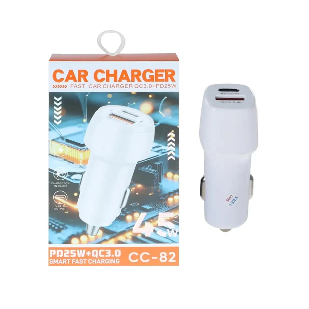 شارژر فندکی PD و فست دو پورت مدل CC-82 45W -سفید – YSP