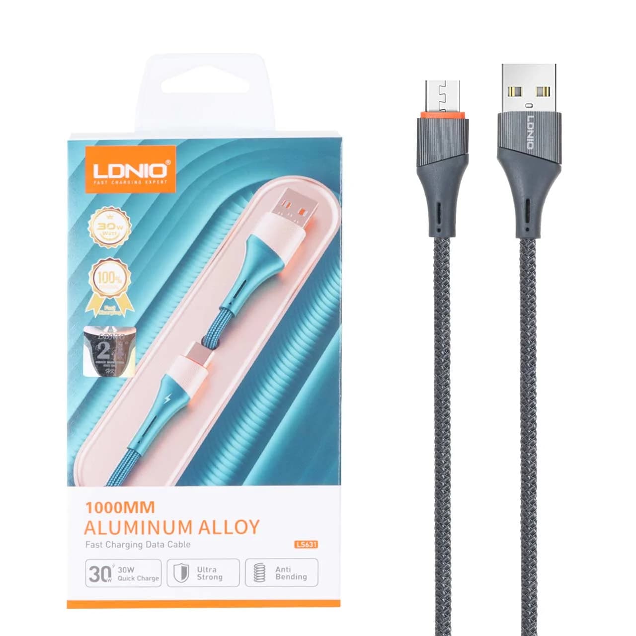 کابل شارژ فست اندروید LDNIO مدل LS631 – خاکستری — تصویر ۲