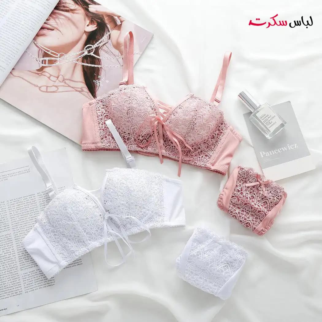 ست لباس زیر فانتزی گیپوری فنردار ls8896 — تصویر ۷