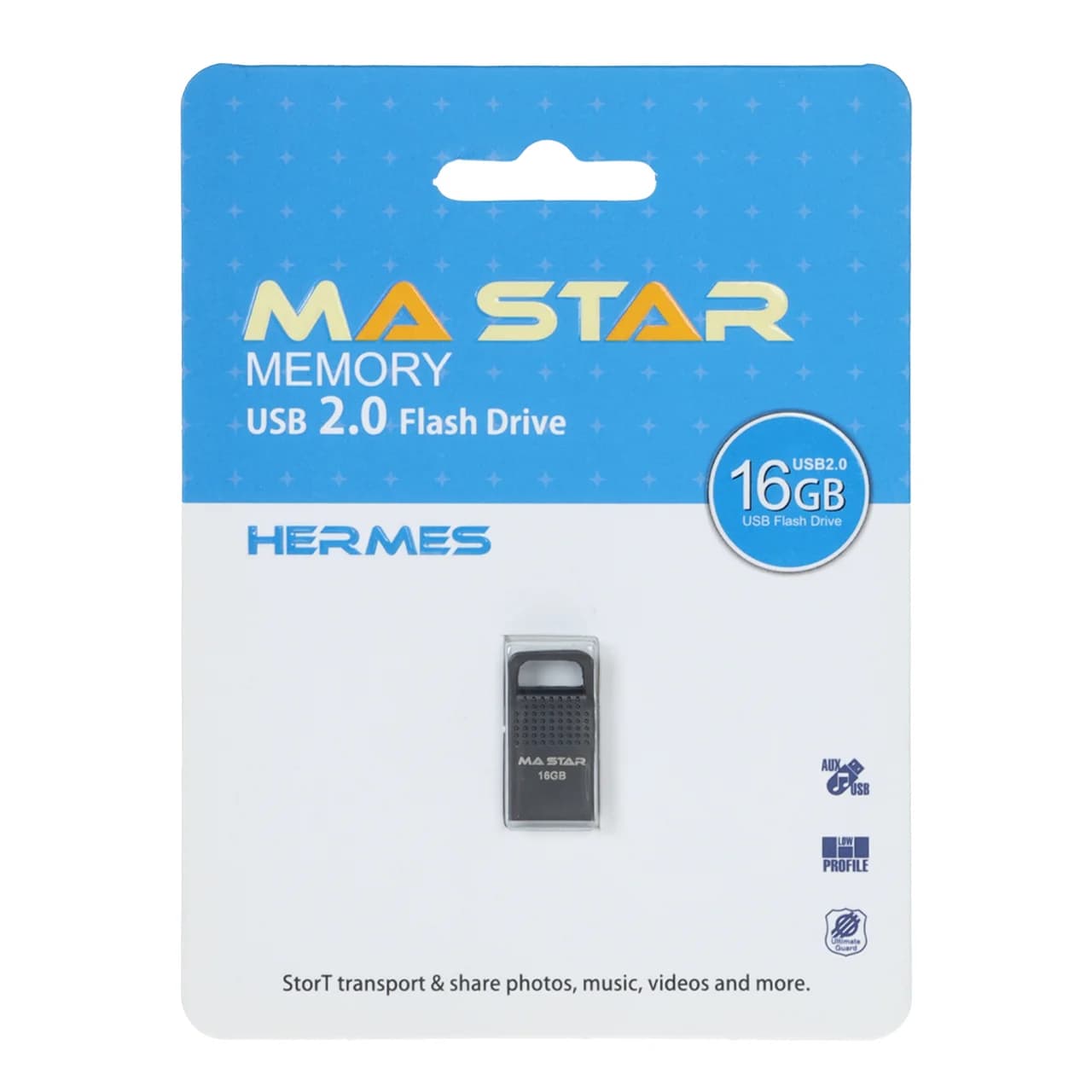 فلش مموری MA STAR مدل Hermes ظرفیت 16GB USB2.0 – مشکی (گارانتی فراگامان) — تصویر ۳