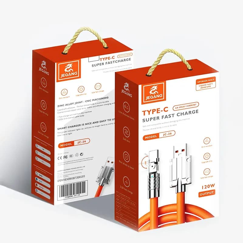 کابل شارژ Type-C فست شارژ 120W 2.4A جکنگ JC-26 – زرد — تصویر ۴
