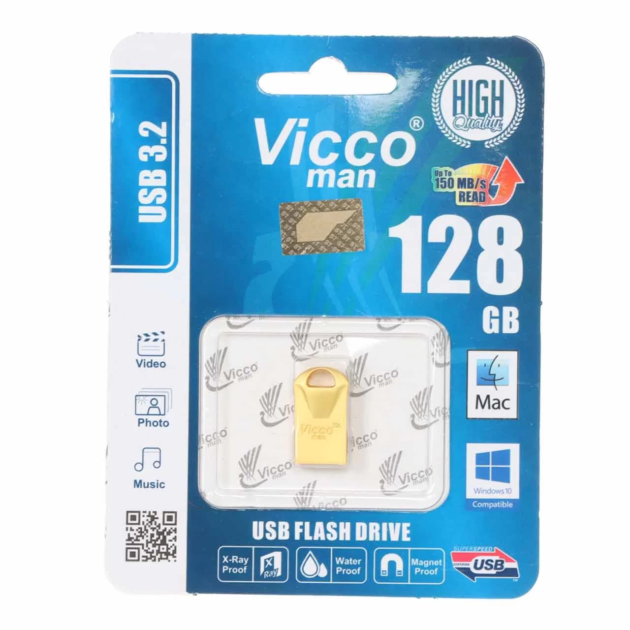 (گارانتی مادام‌العمر رایانه نوین سگال) طلایی Vicco man VC300 S USB3.2 Flash Memory – 128GB — تصویر ۳
