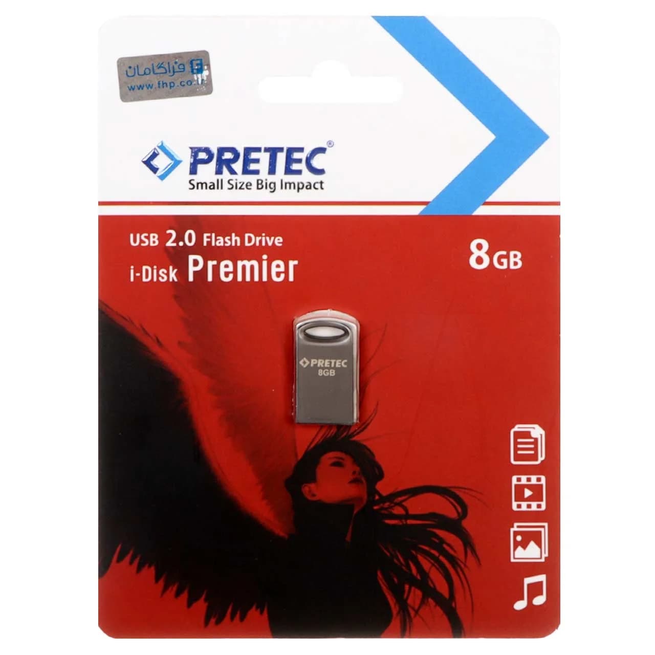 Pretec Premier USB 2.0 Flash Memory – 8GB – مشکی (گارانتی فراگامان) — تصویر ۳