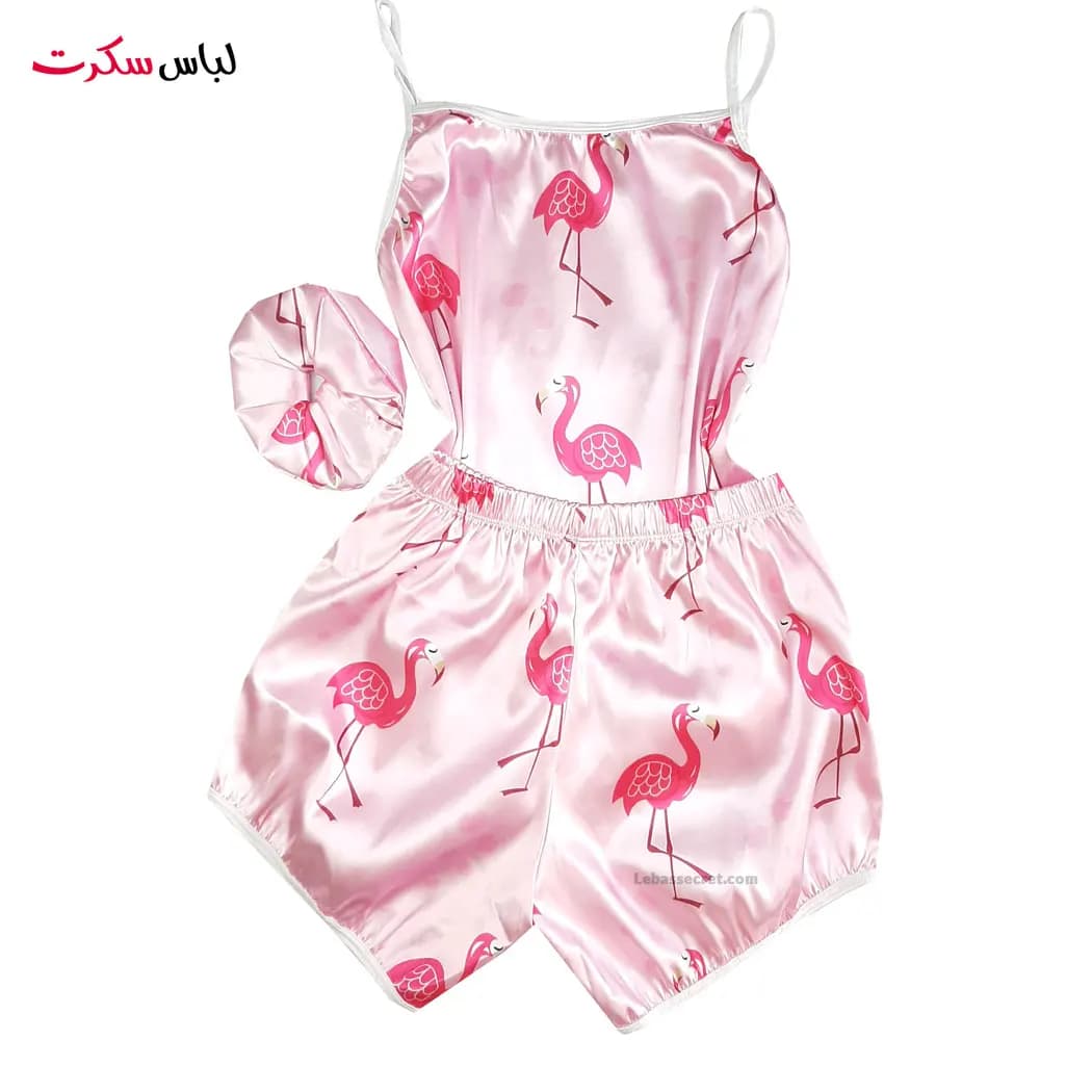 ست تاپ و شلوارک و اسکرانچی ساتن 1129 — تصویر ۲