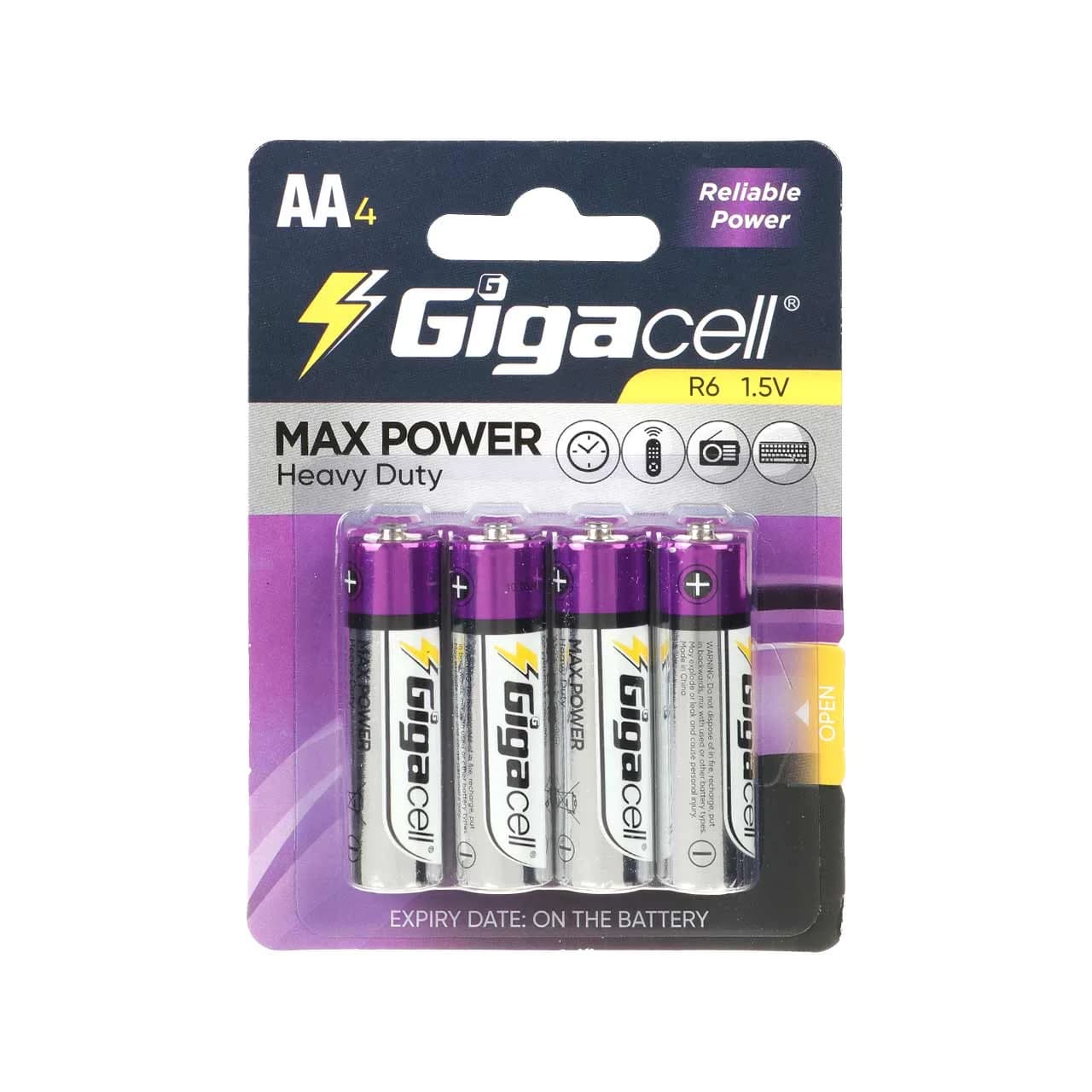 باتری قلمی GigaCell-AA مدل MAX POWER Heavy Duty R6 – بسته 4 عددی — تصویر ۲