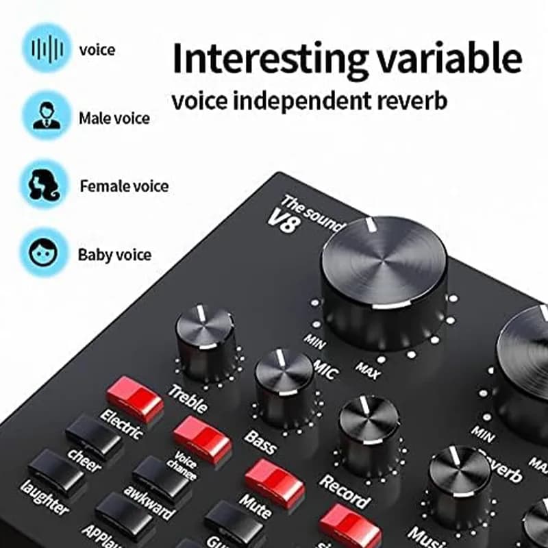 میکروفون استودیویی کندانسر مدل BM-800 به همراه کارت صدا V8 — تصویر ۱۱