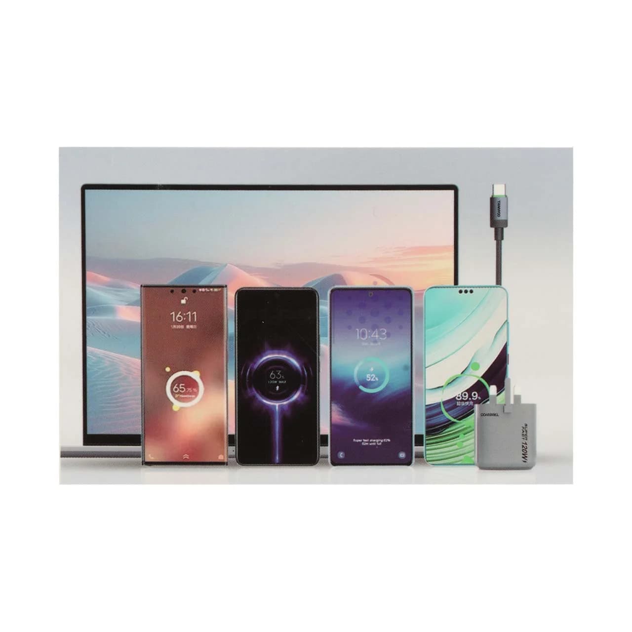 شارژر دیواری PD و فست تک پورت Tranyoo مدل T-UK3 C 120W به همراه کابل شارژ Type-C To Type-C – طوسی — تصویر ۷