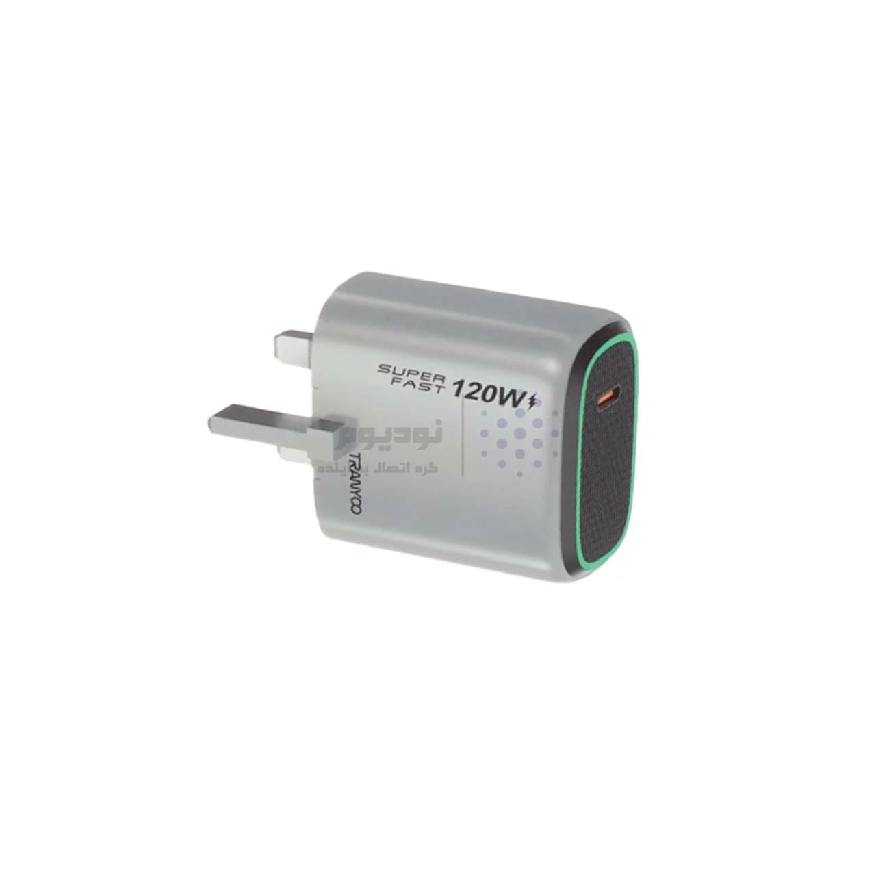 شارژر دیواری PD و فست تک پورت Tranyoo مدل T-UK3 C 120W به همراه کابل شارژ Type-C To Type-C – طوسی — تصویر ۳