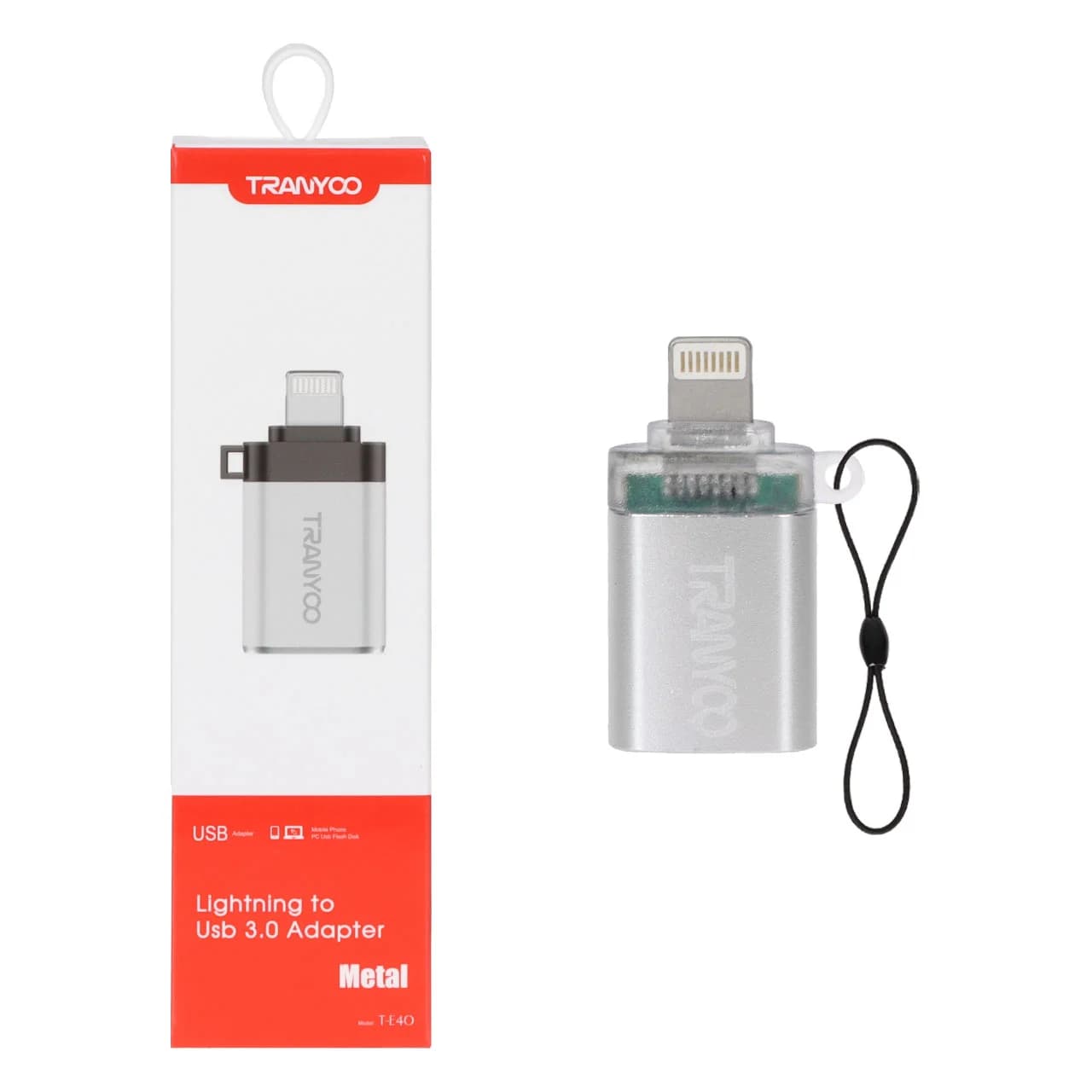 تبدیل Tranyoo USB3.0 TO Lightning OTG مدل T-E40 – نقره ای