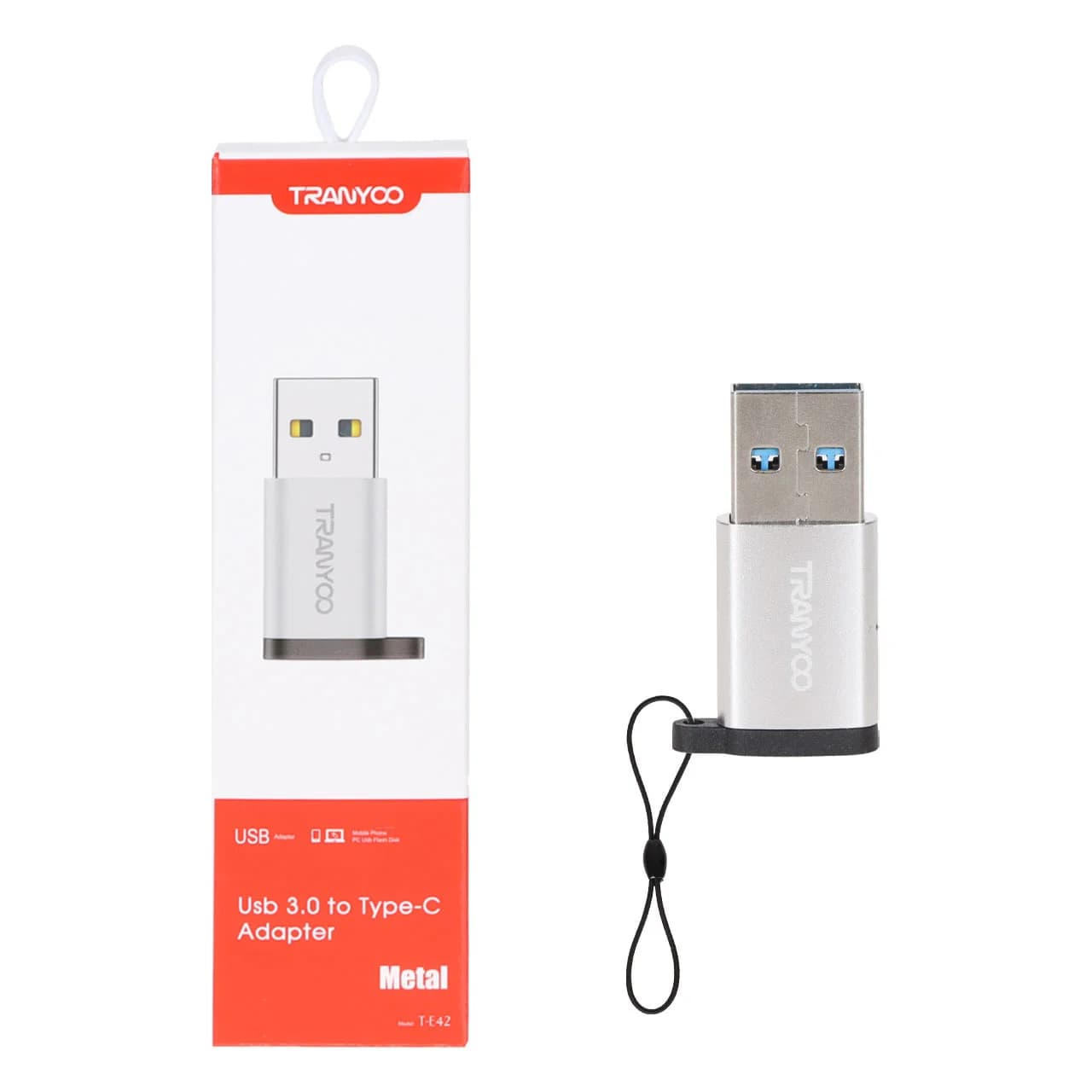 تبدیل Tranyoo Type-C TO USB3.0 مدل T-E42 – نقره ای