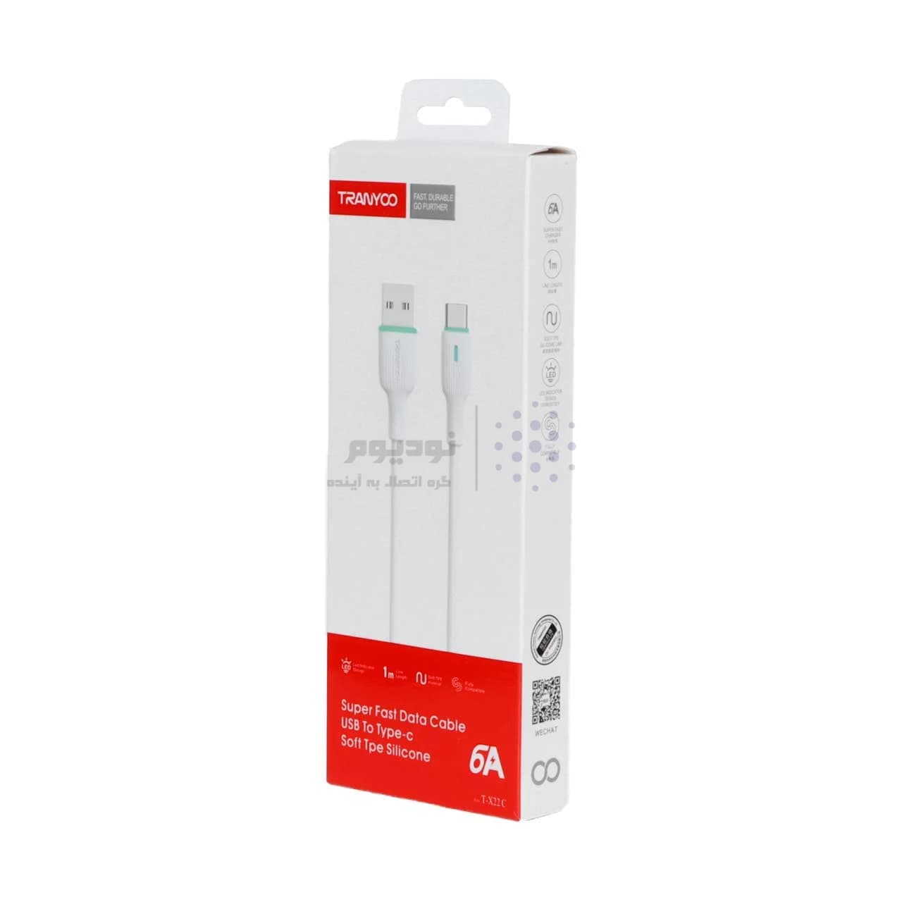 کابل شارژ فست TRANYOO Type-C مدل T-X22 C – سفید — تصویر ۷