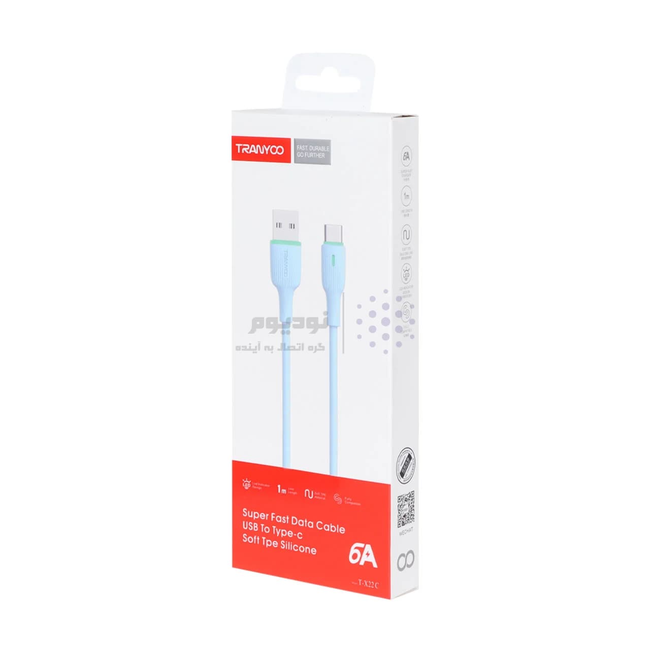 کابل شارژ فست Tranyoo Type-C مدل T-X22C – آبی — تصویر ۷