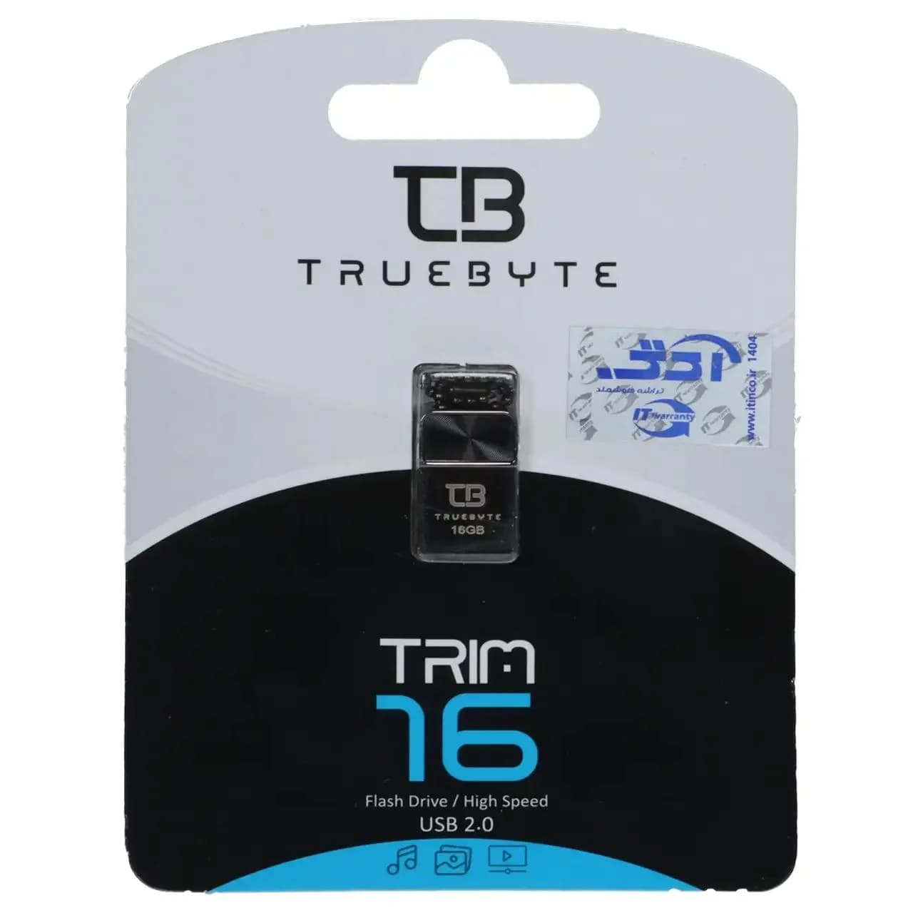 فلش مموری TRUEBYTE USB2.0 مدل TRIM ظرفیت 16GB – مشکی (گارانتی مادام العمر شرکت آی تین)