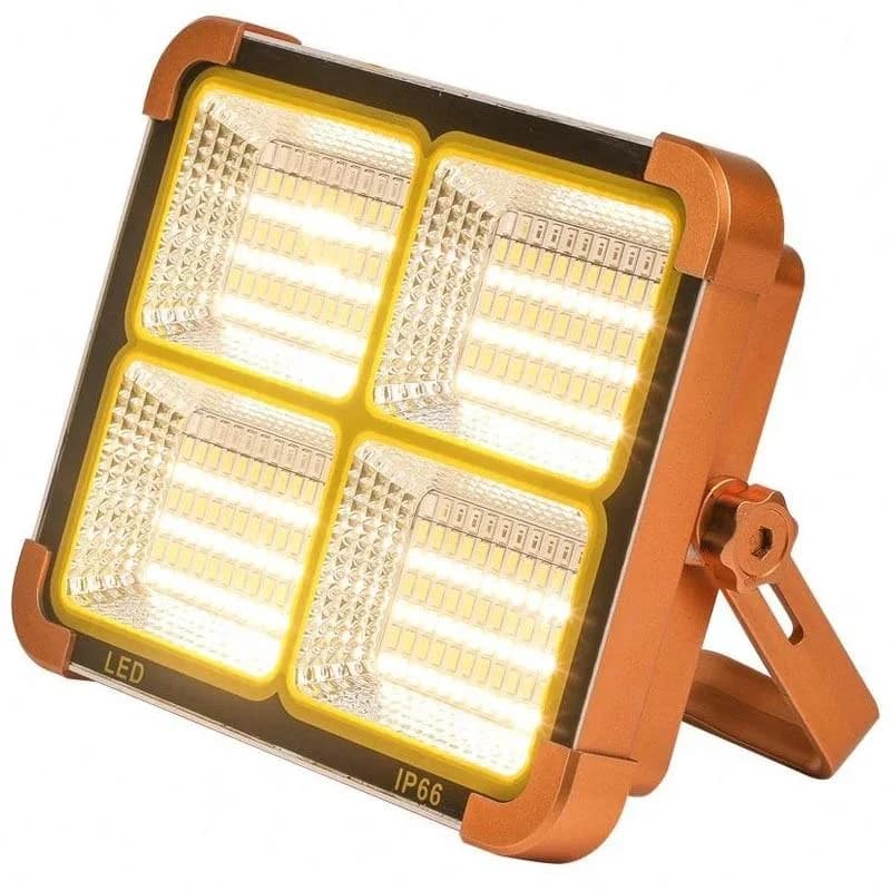 چراغ شارژی کمپینگ پایه دار مدل Solar 1000W (دارای پنل خورشیدی) – نارنجی – KZN